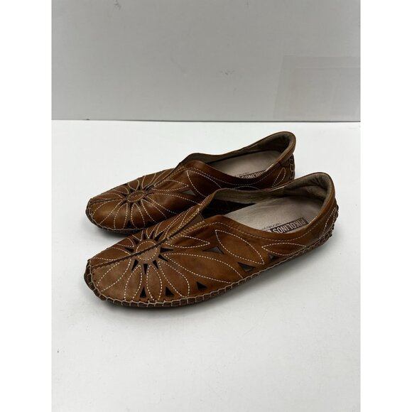 Pikolinos Jerez Brandy Brown Leather Loafers Flats Women 38 Slip on Breathable - Picture 9 of 9
